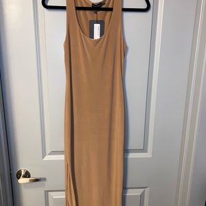 Nude slinky bodycon midi dress